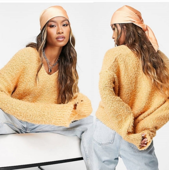 Free People Sweaters - Free People Theo V Neck Goldy Boho Sweater Medium